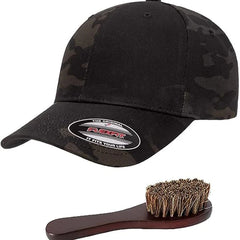 Flexfit Wooly Combed Men's Athletic Stretch Fitted Baseball Cap Bundle with THP Hat & Clothing Brush