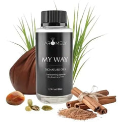 AROMELY My Way Essential Diffuser Oil Blend - Inspired by 1 Hotel - Luxurious Fragrance with Notes of Leather, Cardamon, Lemon, Cedarwood, Iris and Amber