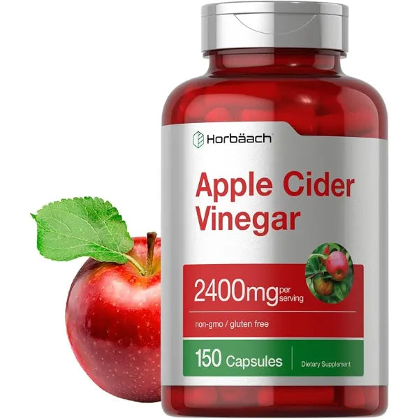 Horbäach Apple Cider Vinegar Capsules 2400mg 150 Count Non GMO, Gluten Free Supplement