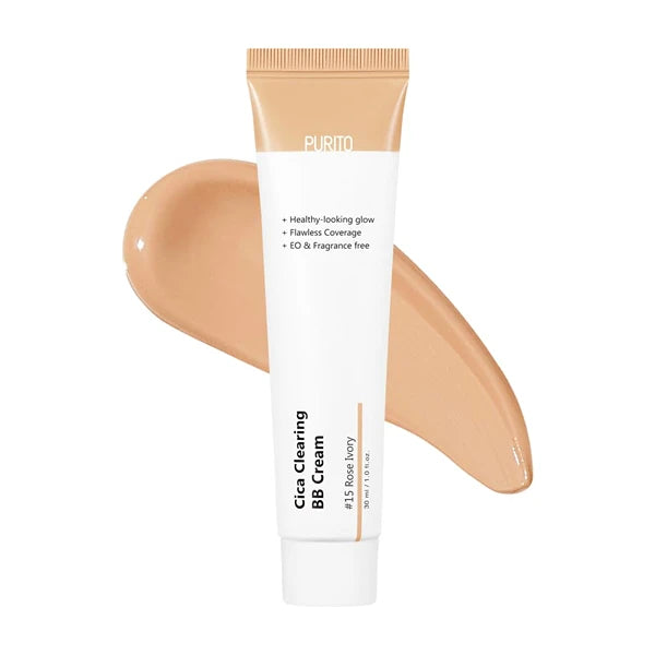 Purito Cica Clearing BB Cream – Vegan & Cruelty-Free Lightweight Foundation with Centella | Hydrating Tinted Base for Sensitive & All Skin Types (30ml / 1 fl oz)