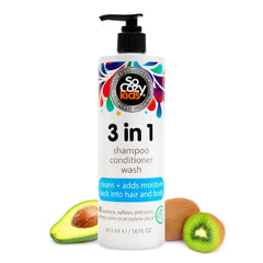 So Cozy 3 in 1 Kids Shampoo + Conditioner + Body Wash (16 Fl Oz) Gentle, Hydrating Hair & Body Cleanser with Keratin, Vitamin B5, & Kiwi Extract, Paraben & Sulfate-Free