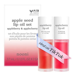 NOONI Korean & Vegan Appleseed Lip Oil Collection – Long-Lasting Hydrating, Plumping, Waterproof Lip Stains