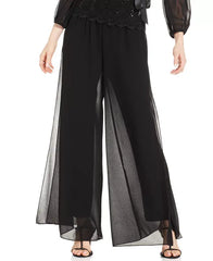 Wide-Leg Chiffon Pants, Created by Macy's-Black