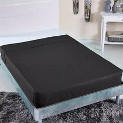 Max fashion Wellington Solid Cotton Twin Flat Sheet - 170x260 cm black
