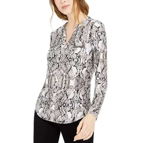 Women's Print Zip-Pocket Top, Created for Macy's-Desert snake