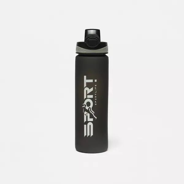 Printed Water Bottle with Spout Lid black