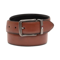 Tommy Hilfiger Men's Reversible Harness Buckle Stretch Belt - Black/Tan