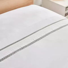 Max fashion Grande Affordables White Haven Voul Twin Striped Cotton Flat Sheet - 180x270 cm