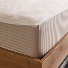 Max fashion Hamilton Single BCI Cotton Stripe Satin Cotton Fitted Sheet - 90x200+30 cm