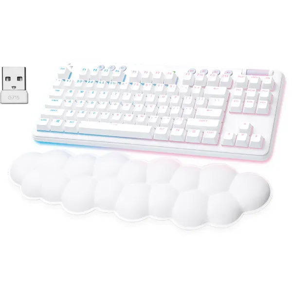 Logitech G715 Tactile Switches (GX Brown) Wireless Gaming Keyboard (920-010453) - White