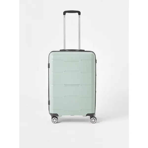 Max fashion Textured Hardcase Trolley Bag with Retractable Handle green