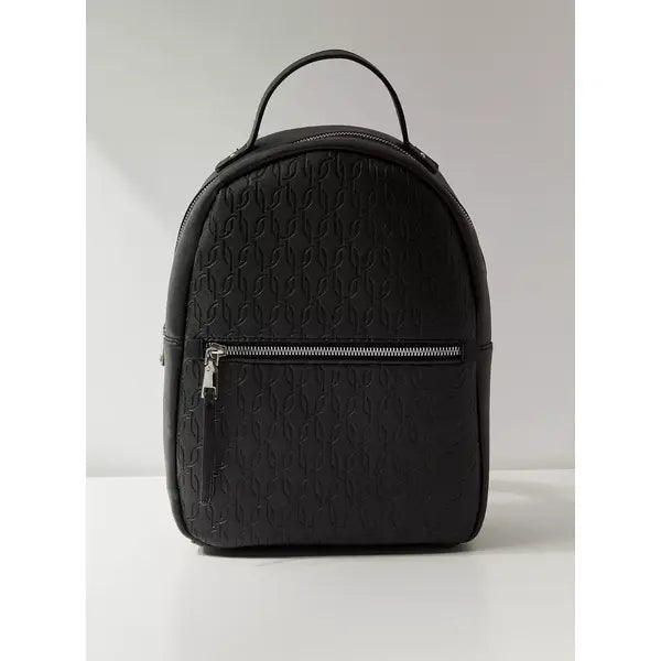 MAX FASHION Textured Backpack with Shoulder Straps and Zip Closure-Black