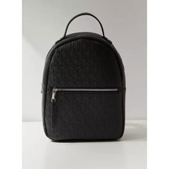 MAX FASHION Textured Backpack with Shoulder Straps and Zip Closure-Black
