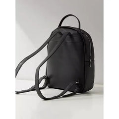 MAX FASHION Textured Backpack with Shoulder Straps and Zip Closure-Black
