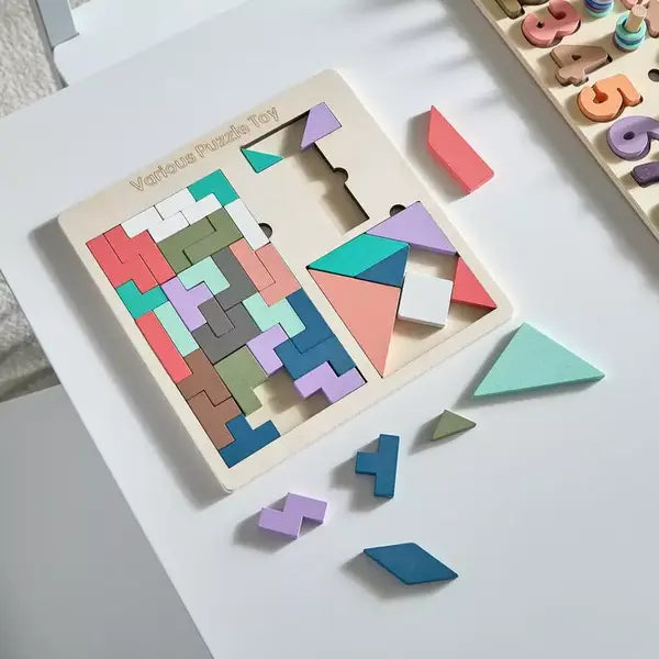 Max fashion Playland 43-Piece Tangram Educational Toy Block Set - 25x25x1 cm