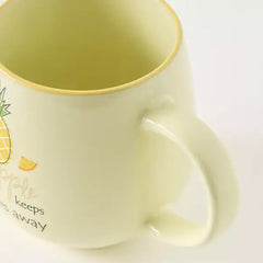 Max fashion Pineapple Print Stoneware Mug - 455 ml yellow
