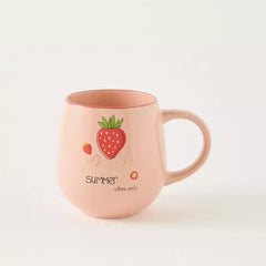 Max fashion Strawberry Print Stoneware Mug - 455 ml pink