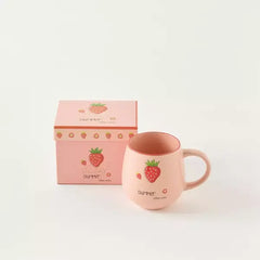 Max fashion Strawberry Print Stoneware Mug - 455 ml pink