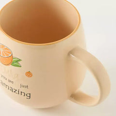 Max fashion Orange Print Stoneware Mug - 455 ml orange