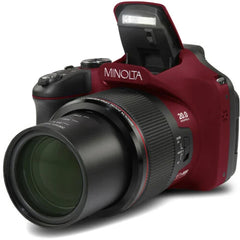 Minolta Pro Shot 20 Mega Pixel HD Digital Camera with 16GB SD Card (MN67Z-R) – Red