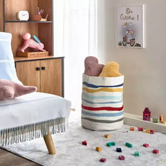 Max fashion Arcade Stripe Printed Toy Storage Basket - 35x35x40 cm