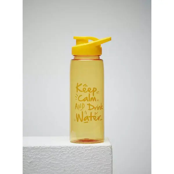 Slogan Print Water Bottle with Spout Lid yellow