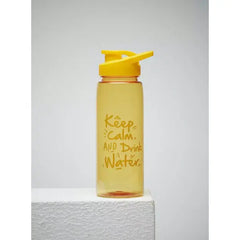 Slogan Print Water Bottle with Spout Lid yellow