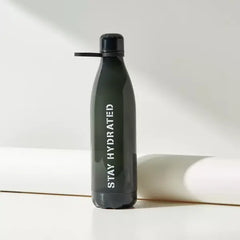 Typographic Print Water Bottle with Screw Lid - 1 L black