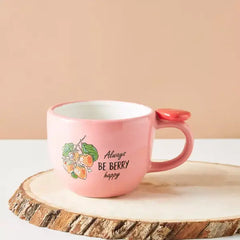 Max fashion Strawberry Print Dolomite Mug - 440 ml pink