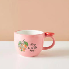 Max fashion Strawberry Print Dolomite Mug - 440 ml pink