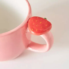 Max fashion Strawberry Print Dolomite Mug - 440 ml pink