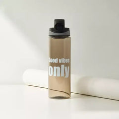 Slogan Print Sipper Water Bottle - 700 ml Beige