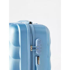 Max fashion Textured Hardcase Trolley Bag with Wheels and Retractable Handle blue