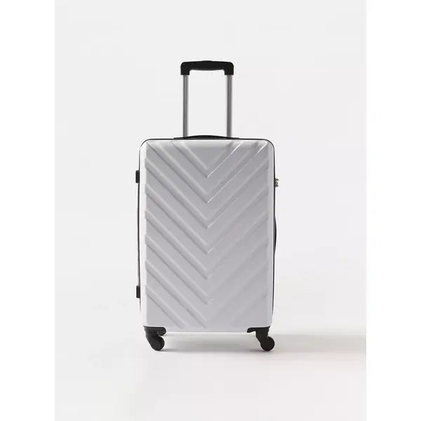 Max fashion Textured Hardcase Trolley Bag with Retractable Handle white