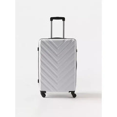 Max fashion Textured Hardcase Trolley Bag with Retractable Handle white