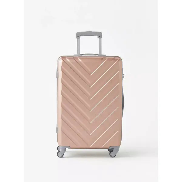 Max fashion Textured Hardcase Trolley Bag with Wheels and Retractable Handle pink