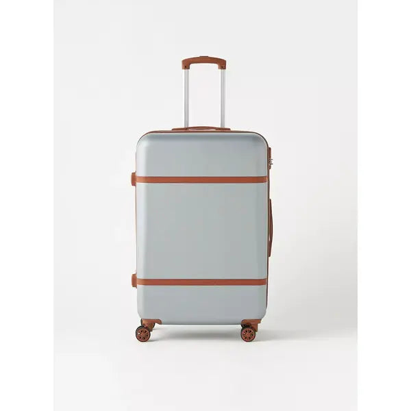 Max fashion Textured Hardcase Trolley Bag with Wheels and Retractable Handle silver