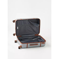 Max fashion Textured Hardcase Trolley Bag with Wheels and Retractable Handle silver