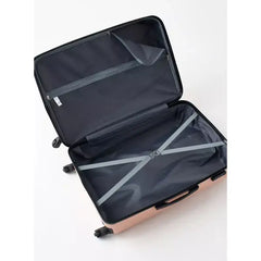 Max fashion Textured Hard Suitcase with Wheels and Retractable Handle peach
