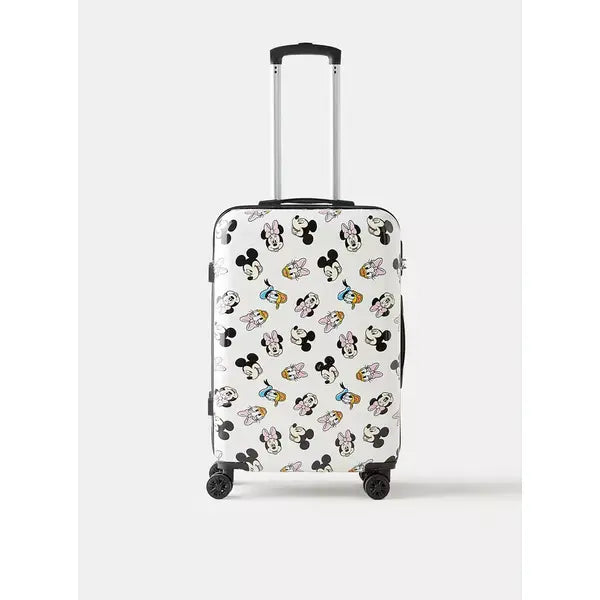 Max fashion All-Over Mickey Mouse and Friends Print Hardcase Trolley Bag with Retractable Handle white