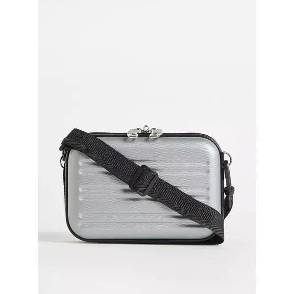 Max fashion Textured Hardcase Cabin Bag with Detachable Strap and Zip Closure