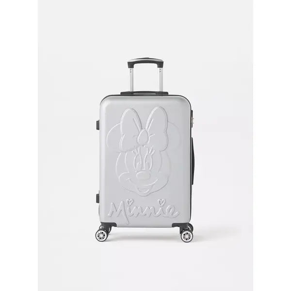 Max fashion Minnie Mouse Embossed Hardcase Trolley Bag with Retractable Handle silver