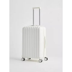 Max fashion Ribbed Hardcase Trolley Bag with Wheels and Retractable Handle white