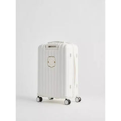 Max fashion Ribbed Hardcase Trolley Bag with Wheels and Retractable Handle white