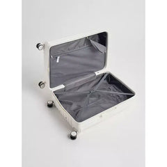 Max fashion Ribbed Hardcase Trolley Bag with Wheels and Retractable Handle white