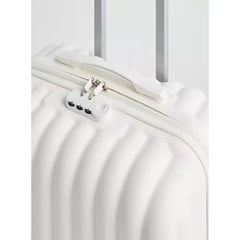 Max fashion Ribbed Hardcase Trolley Bag with Wheels and Retractable Handle white