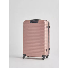 Max fashion Ribbed Hardcase Trolley Bag with Wheels and Retractable Handle pink