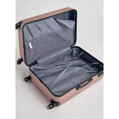Max fashion Ribbed Hardcase Trolley Bag with Wheels and Retractable Handle pink