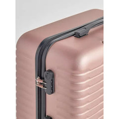 Max fashion Ribbed Hardcase Trolley Bag with Wheels and Retractable Handle pink
