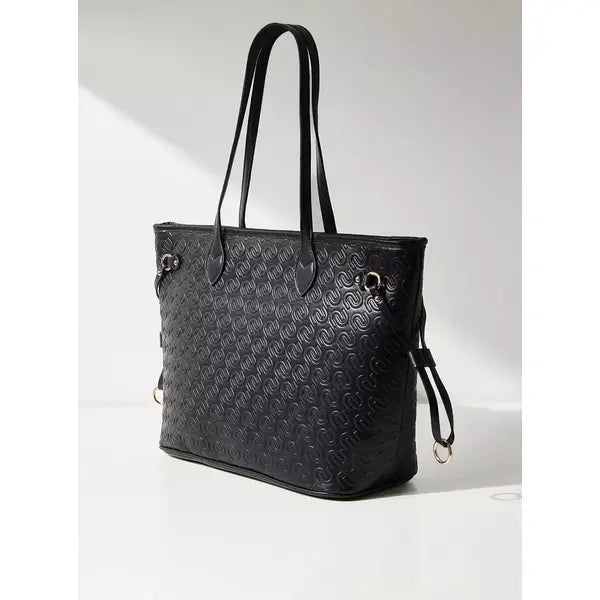 Textured Bag with Zip Closure and Top Handle